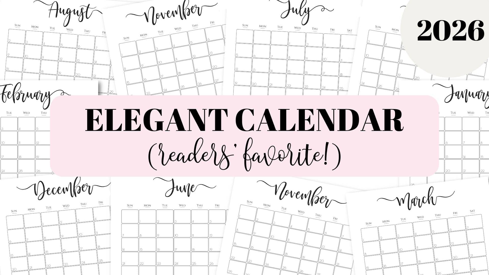 Free Monthly Calendar Printable 2026