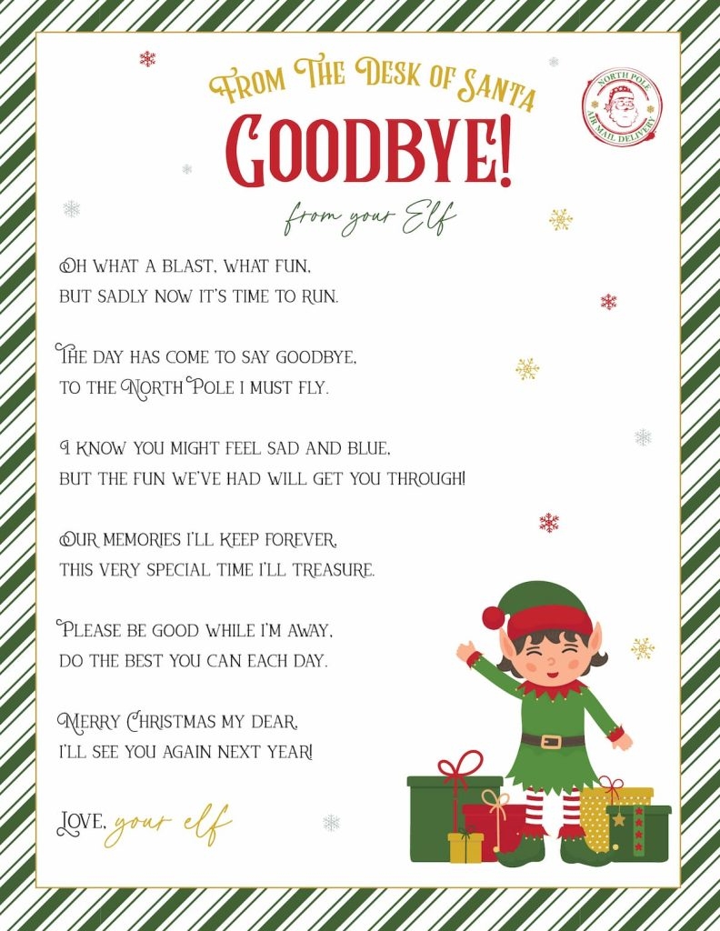 Elf On The Shelf Letter Template Free Printable