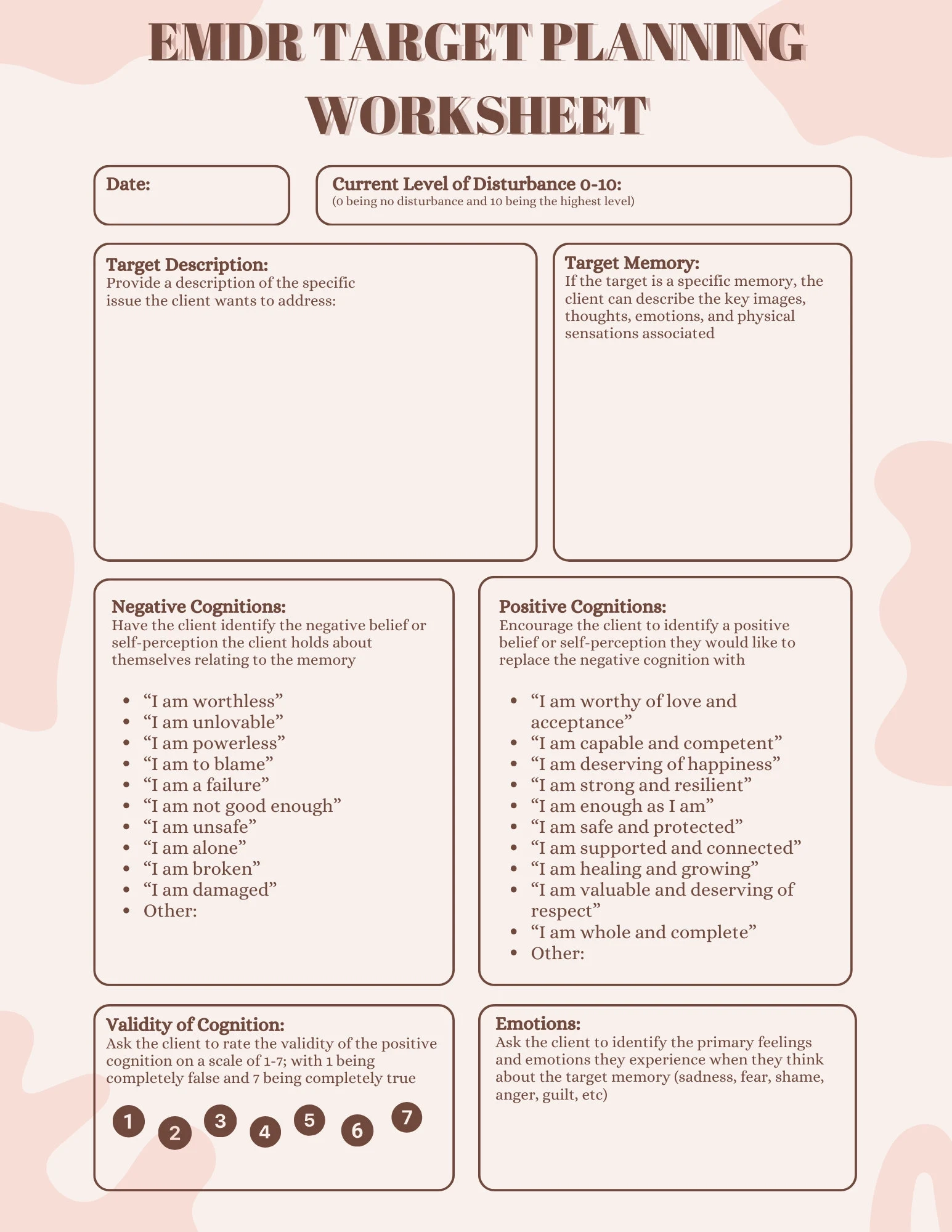 Printable Emdr Worksheets