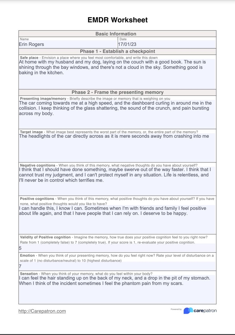 Emdr Worksheets PDF Form Fill Out And Sign Printable PDF 