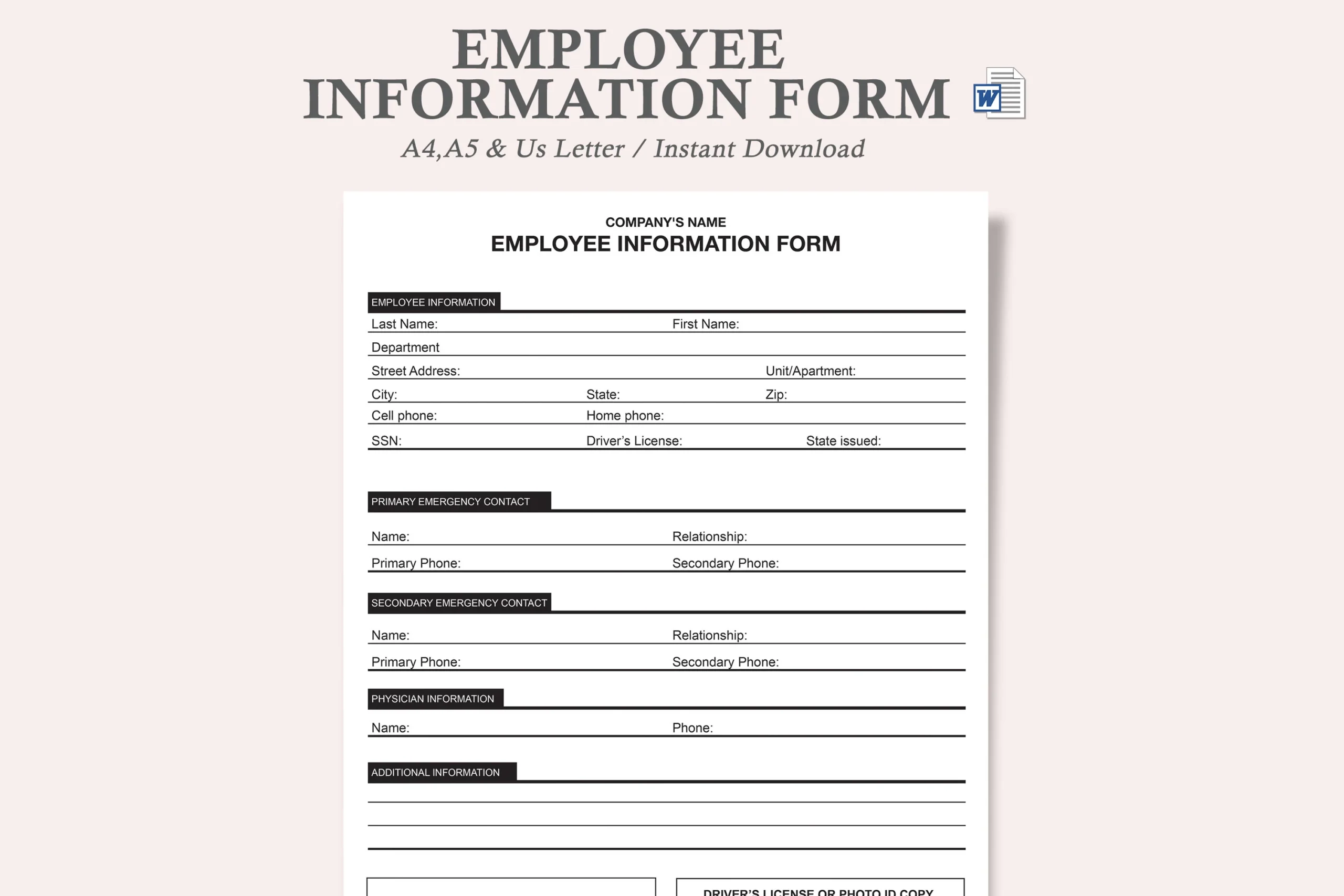 Employee Information Form new Employee Information Form employee 