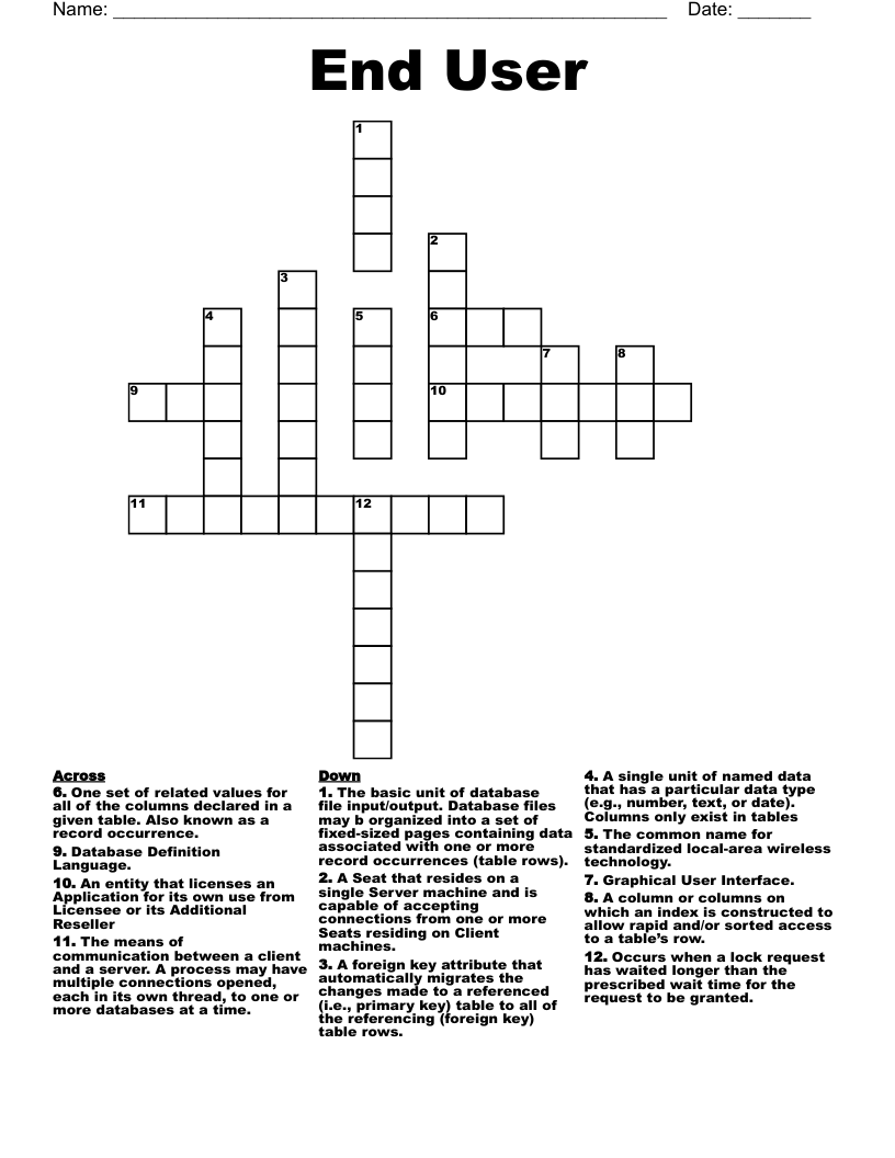 End User Crossword WordMint