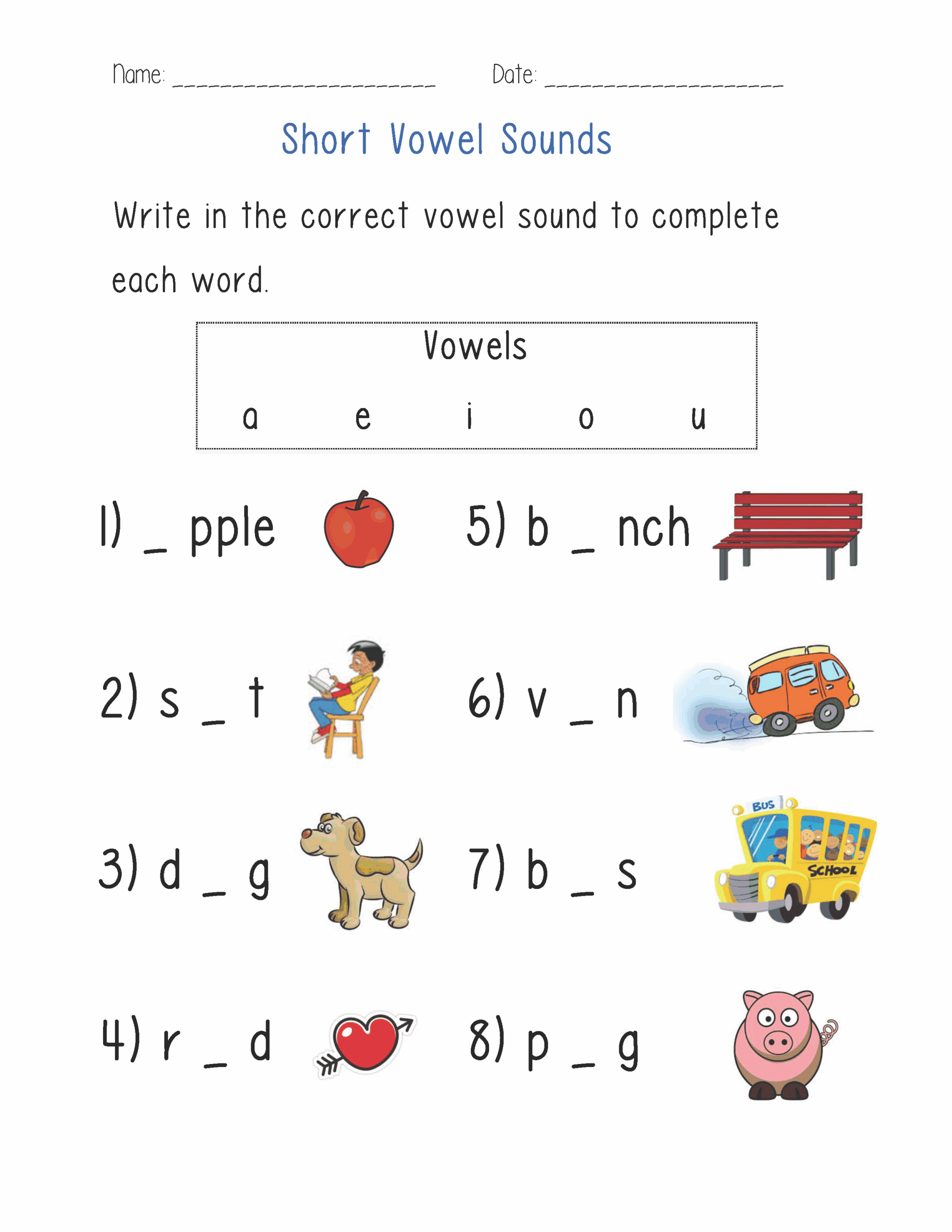 A E I O U Vowels Worksheets Free Printable