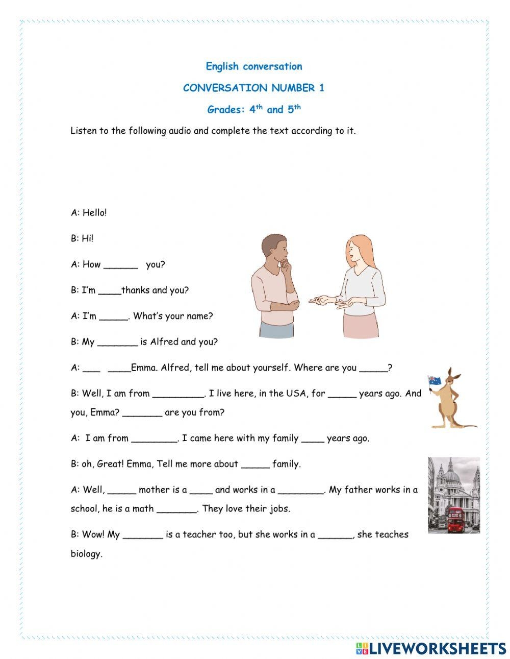 English Conversation Interactive Worksheet Live Worksheets 