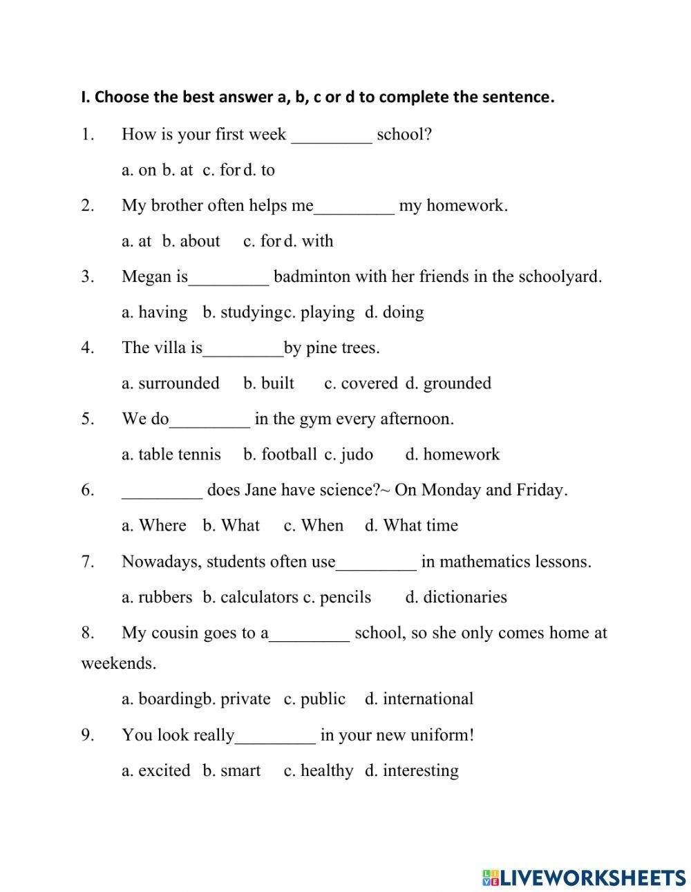 English Grade 6 Interactive Worksheet Live Worksheets 