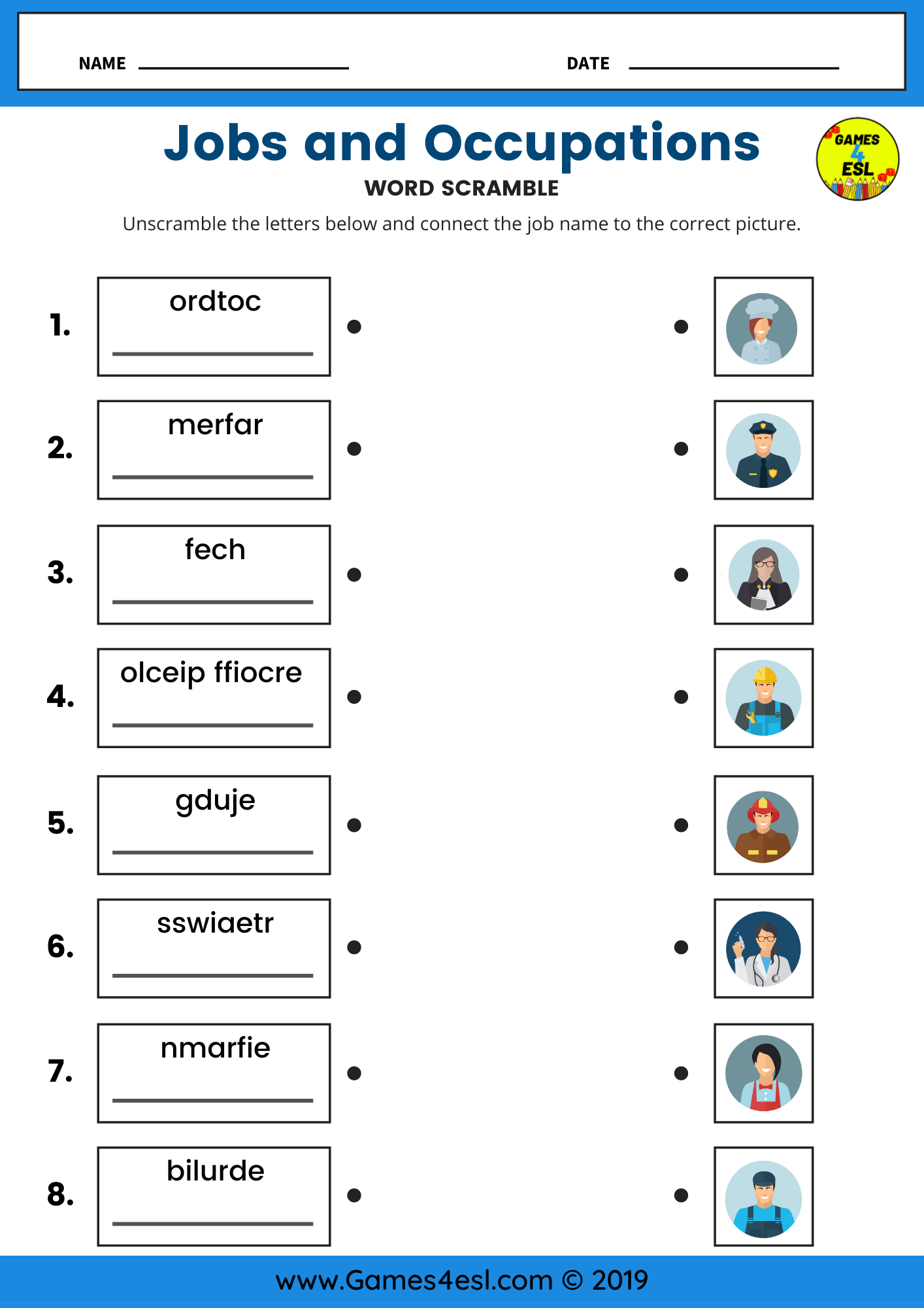Esl Printables Worksheets Free