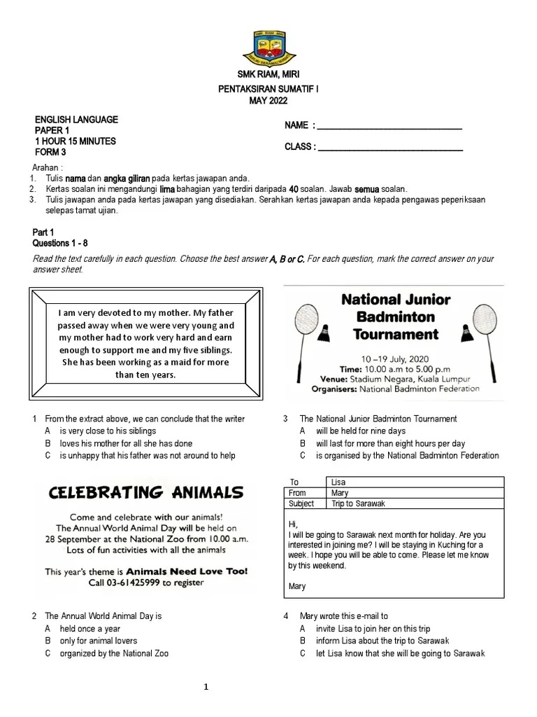 exam form 3 paper 1 may 2023 pdf