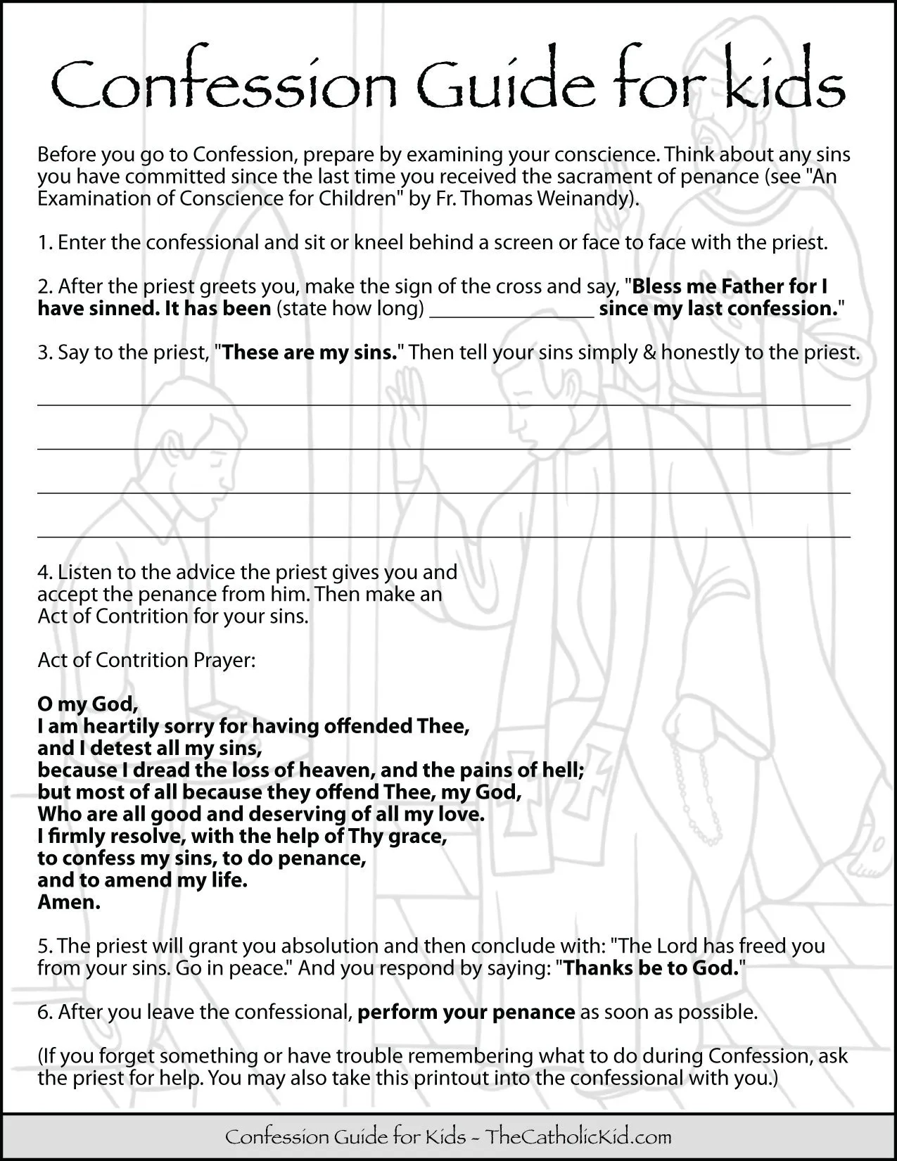 Examination Of Conscience For Teens Printable