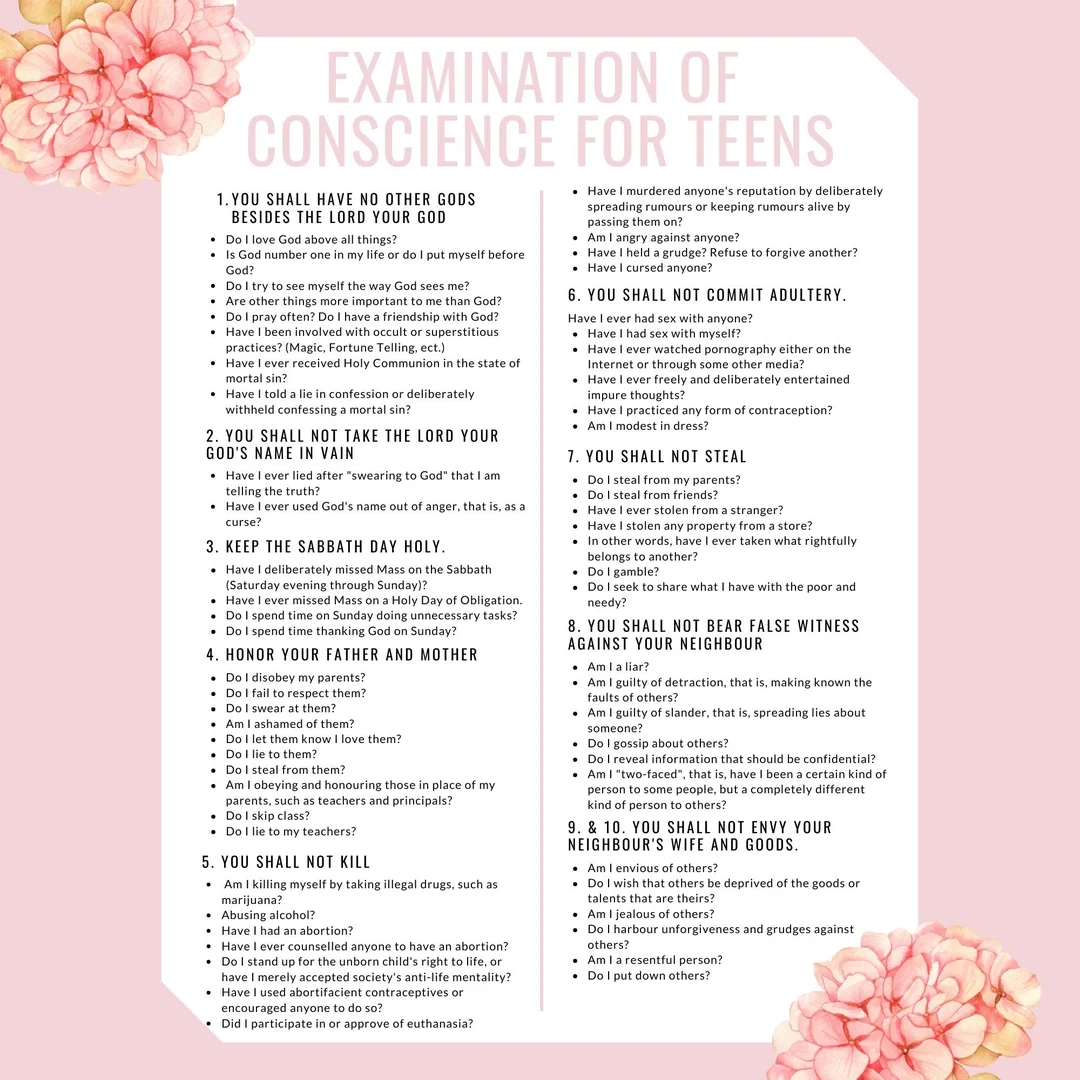 Examination Of Conscience For Teens Catholic Girls Retreat 