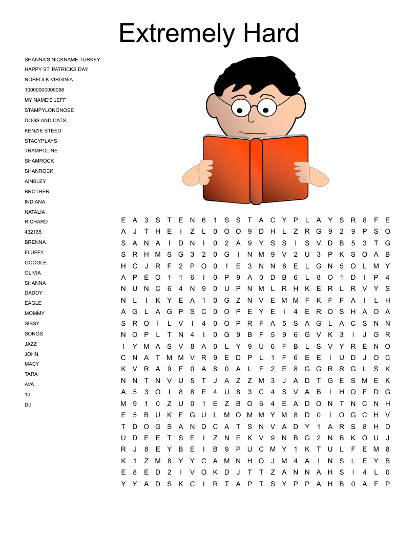 Printable Word Search Puzzles Difficult