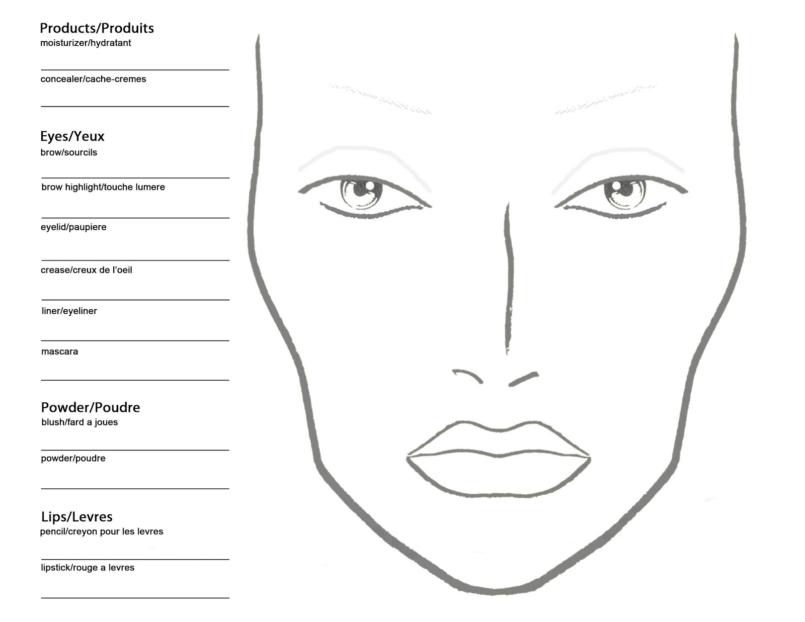 Face Makeup Template Printable