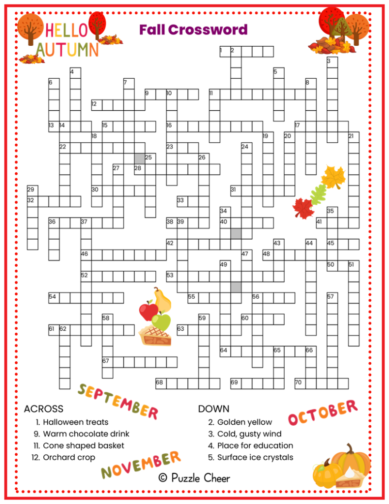 Fall Printable Crossword Puzzles
