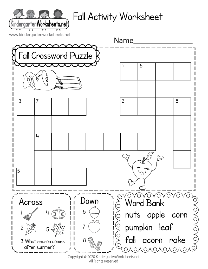 Printable Crossword Puzzles Easy Fall
