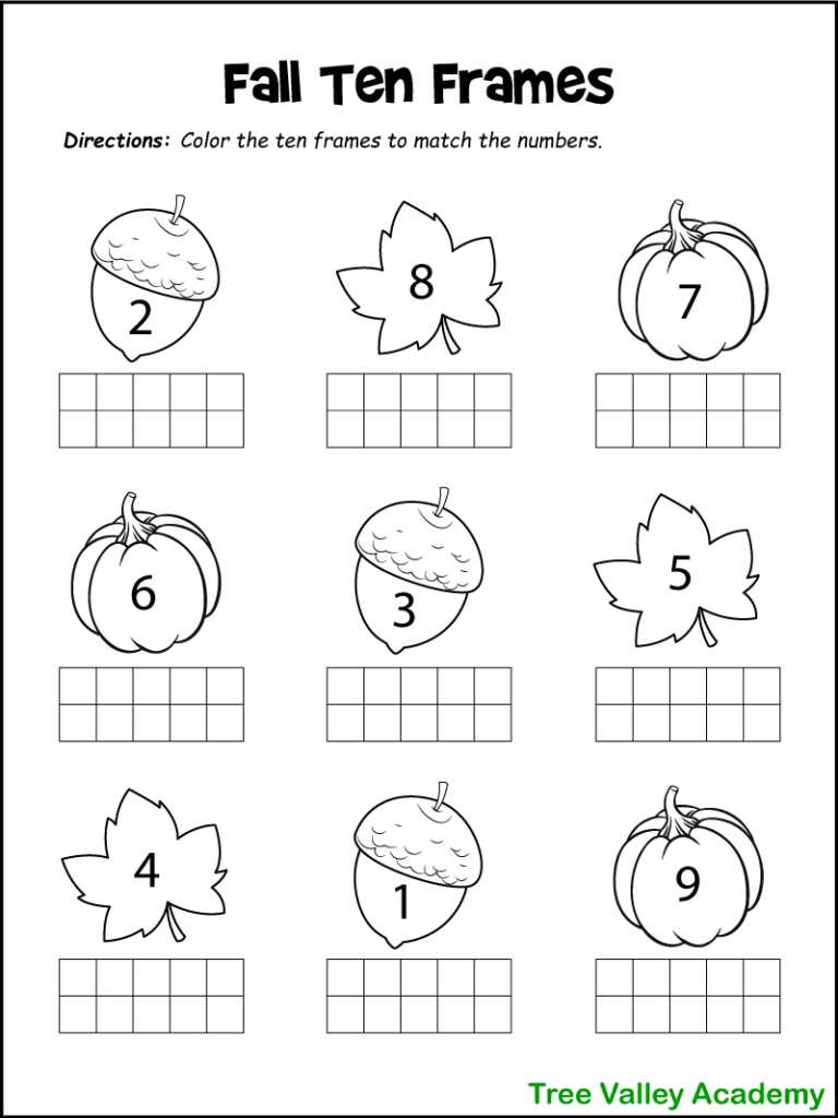 Fall Math Worksheets For Kindergarten Preschool amp 1st Grade