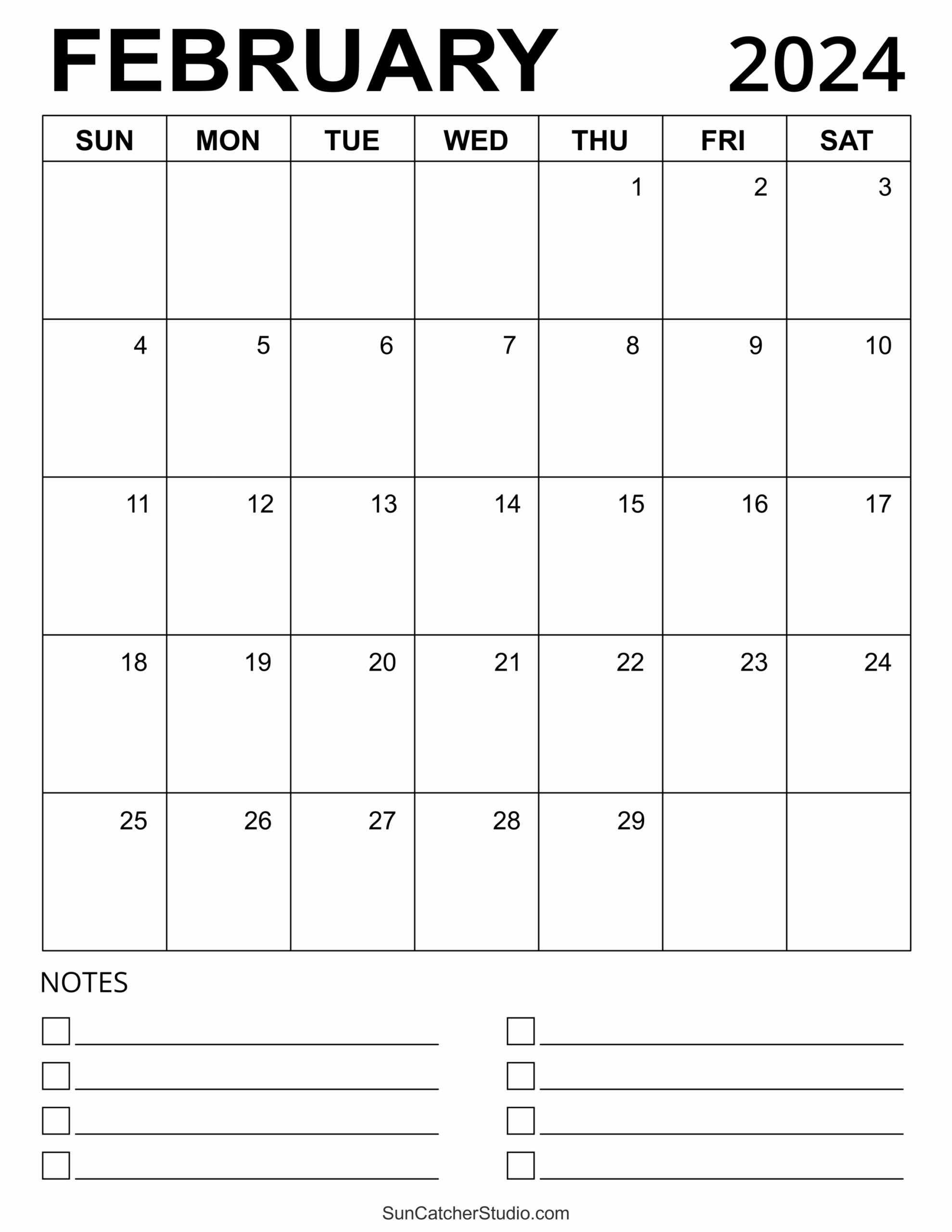 February 2024 Calendar Free Printable Free Printables 