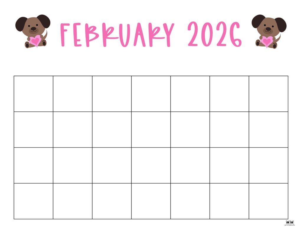 February Calendar 2026 Printable Blank