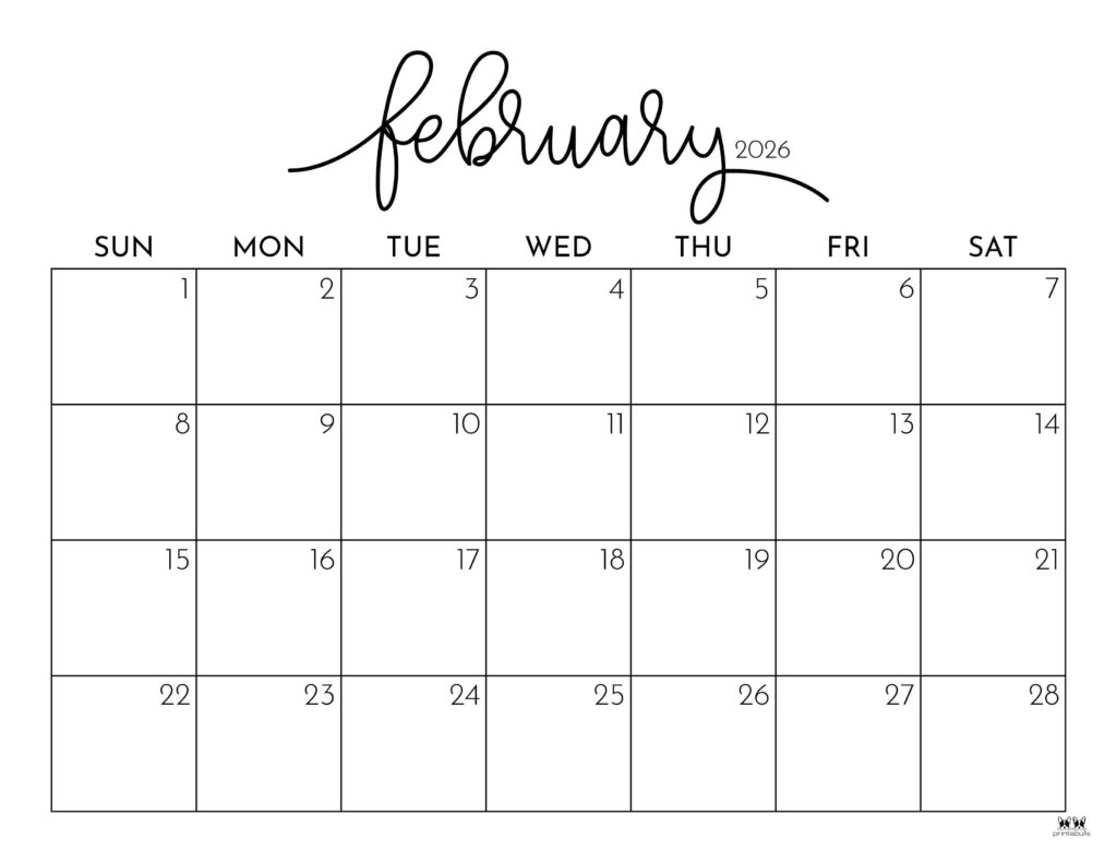 February 2026 Monthly Calendar