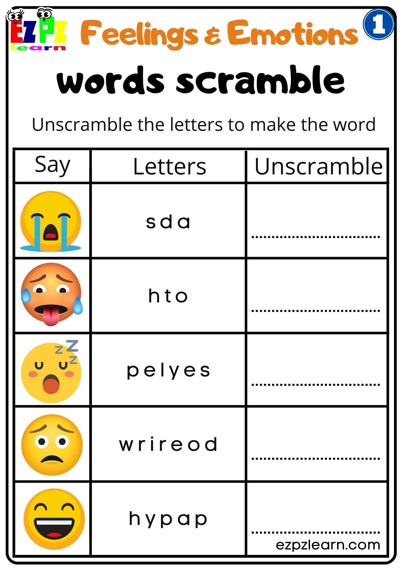 Printable Emotions Worksheets
