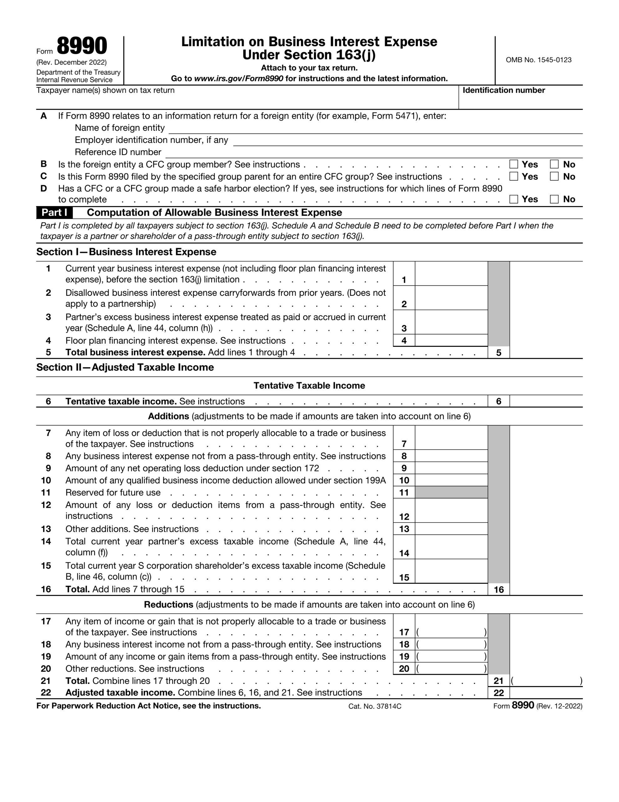 Fill Form 8990 Limitation On Business Interest Expense 2024 2025
