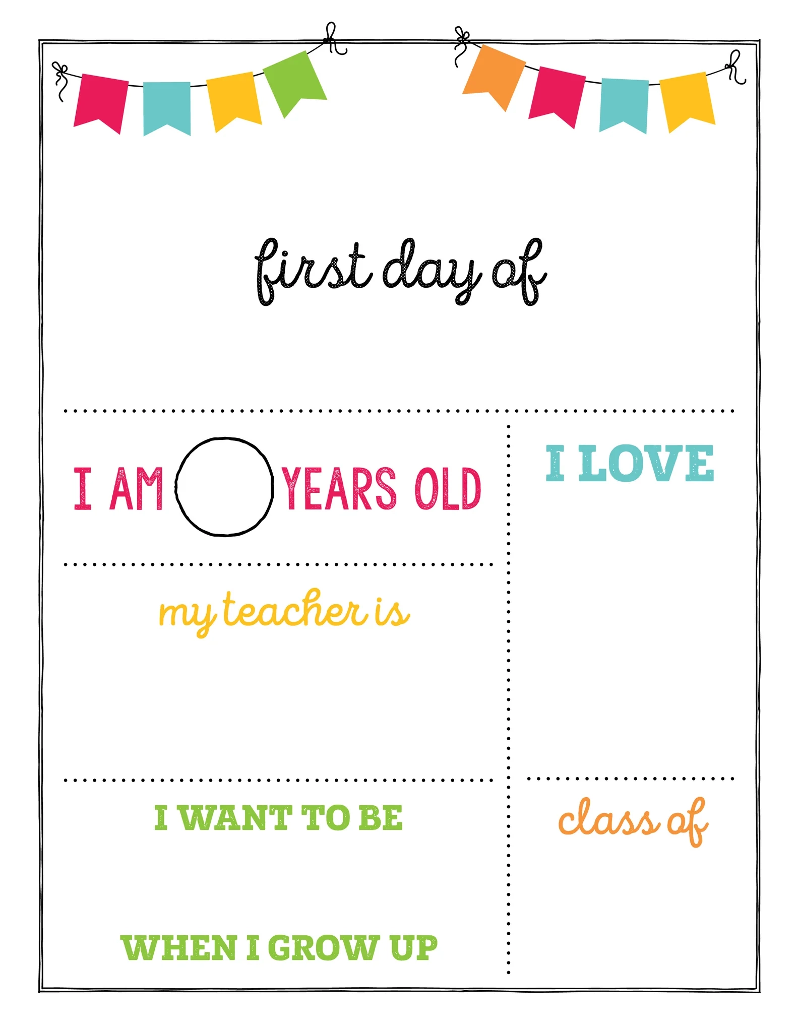 First Day Of School Free Printable Pdf