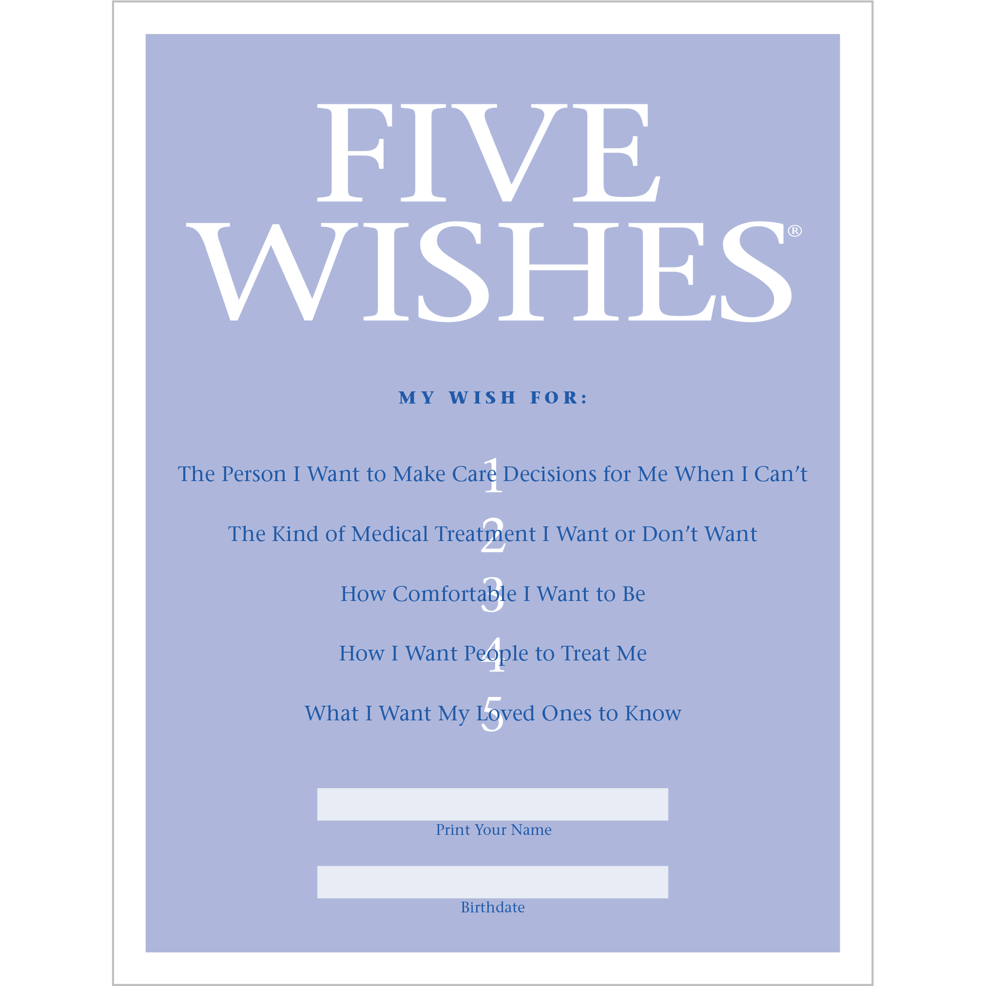 Five Wishes Paper Five Wishes