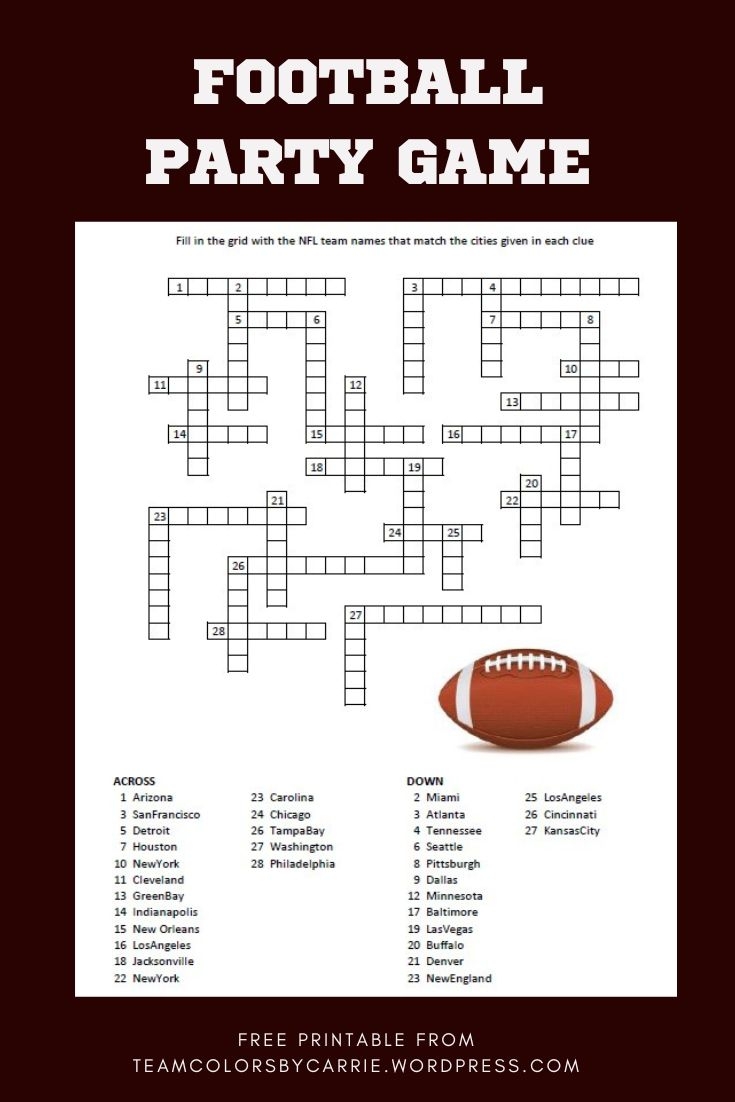 Printable Football Crossword Puzzles