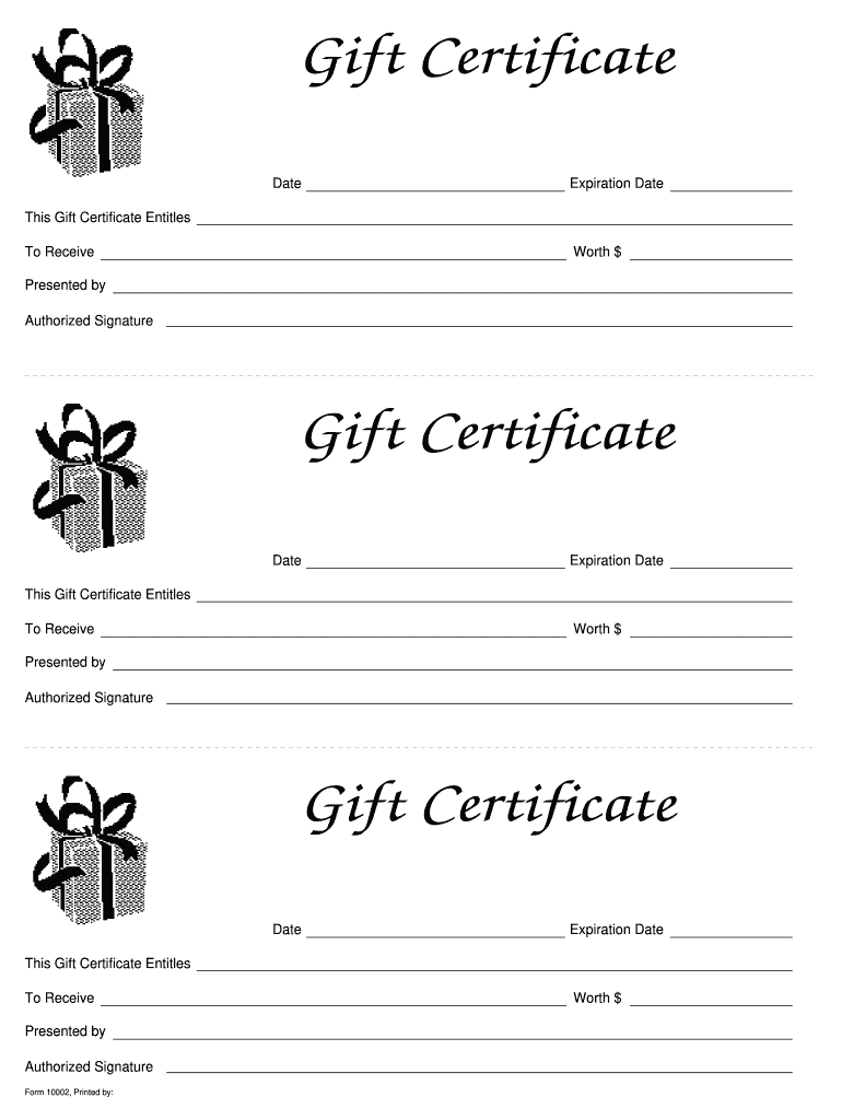 Printable Gift Cards Template