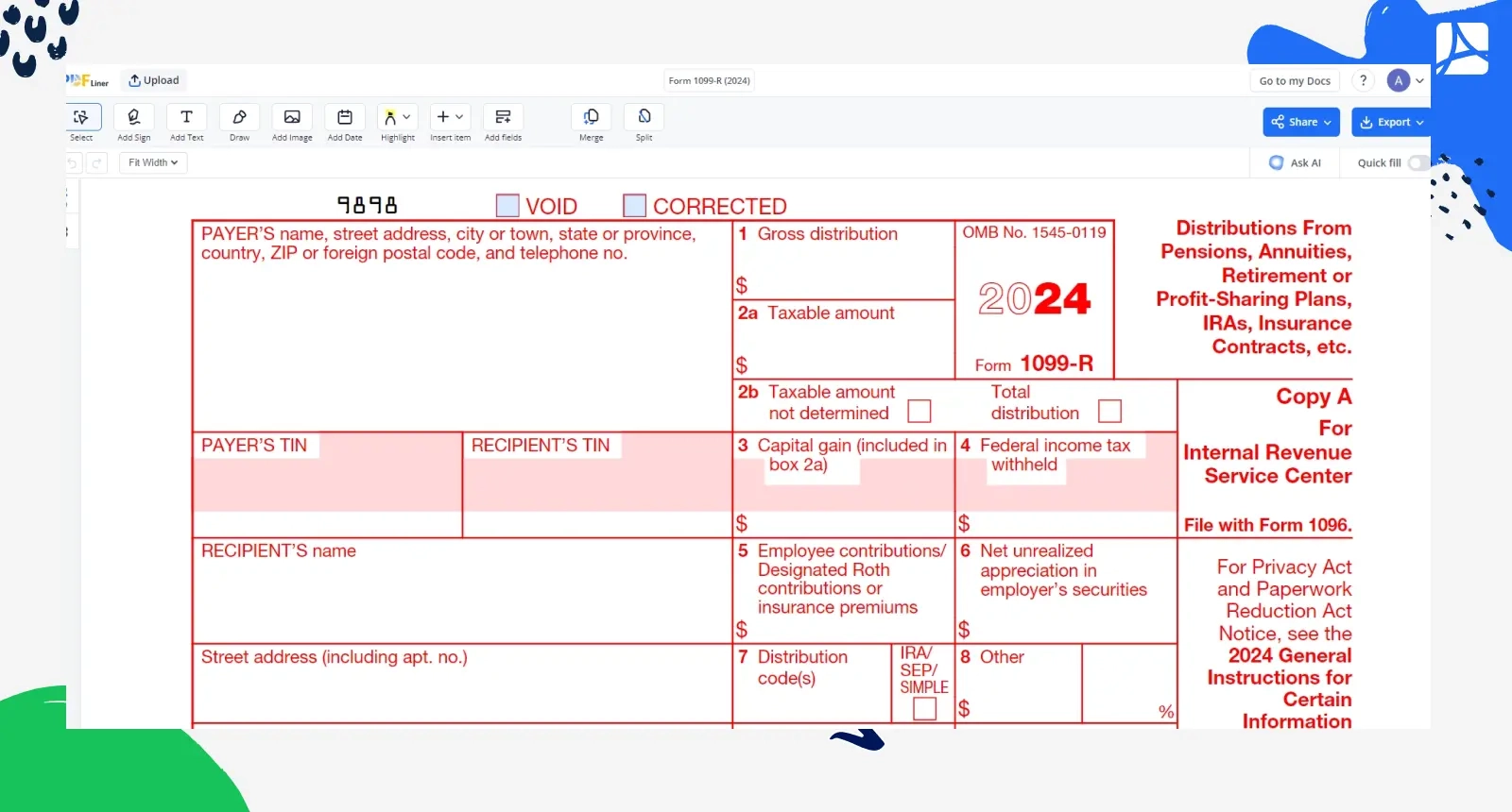 Form 1099 R 2024