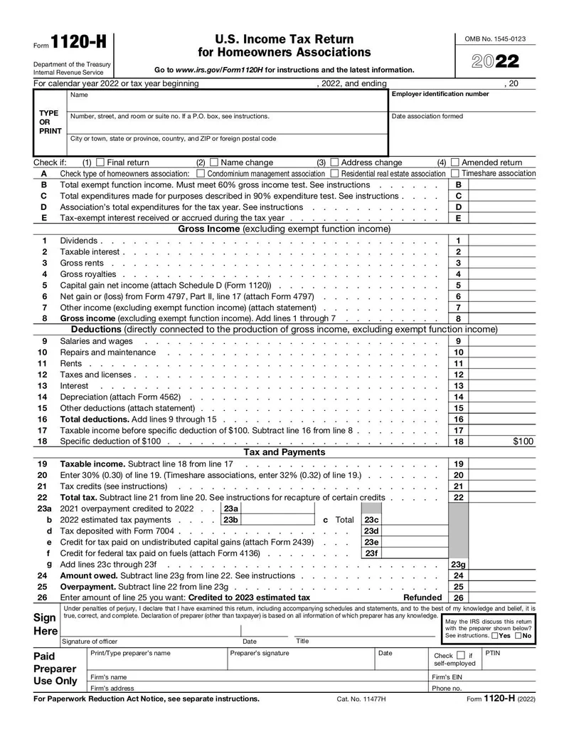 Form 1120 H Fill And Sign Online With Lumin