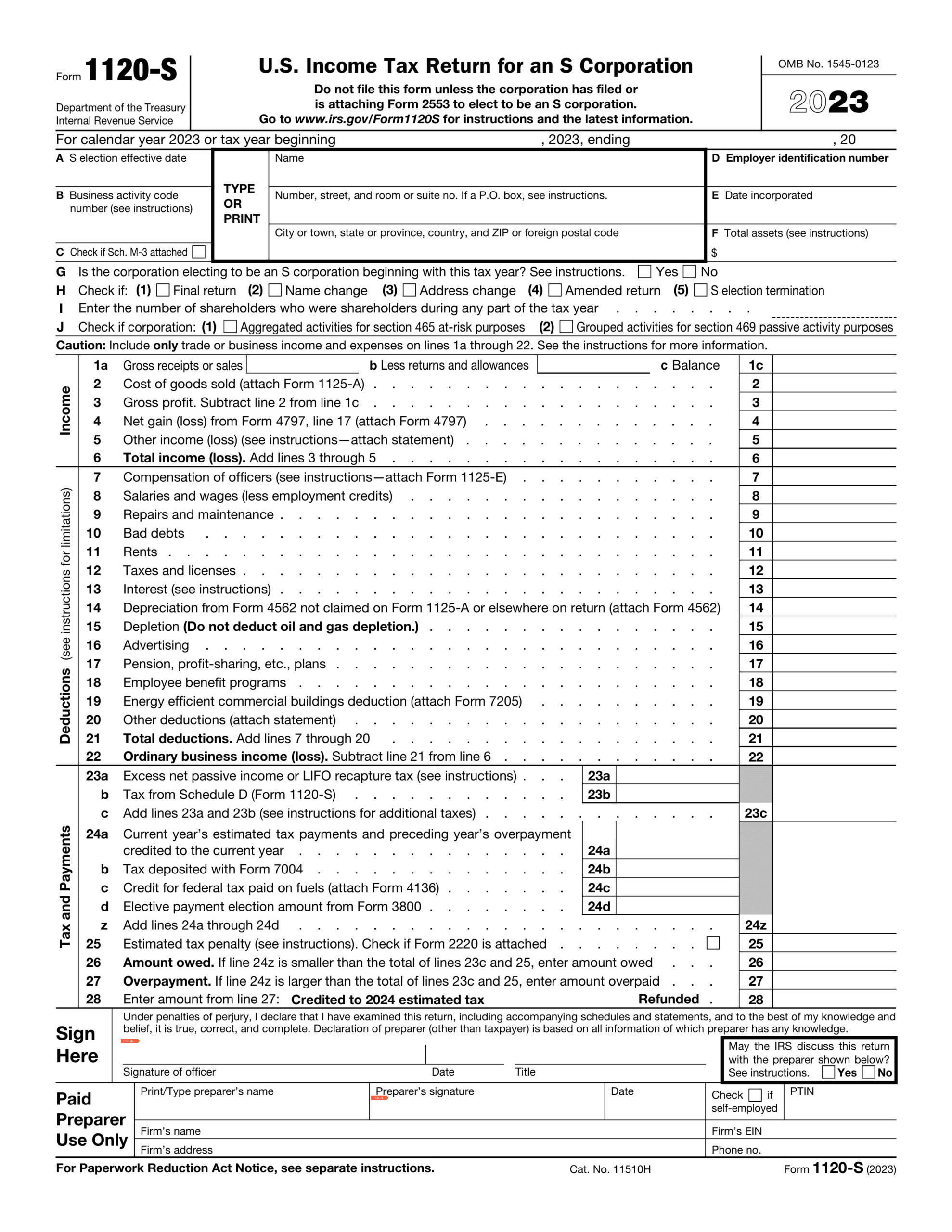 Form 1120S 2024 2025 Fill Edit And Download PDF Guru