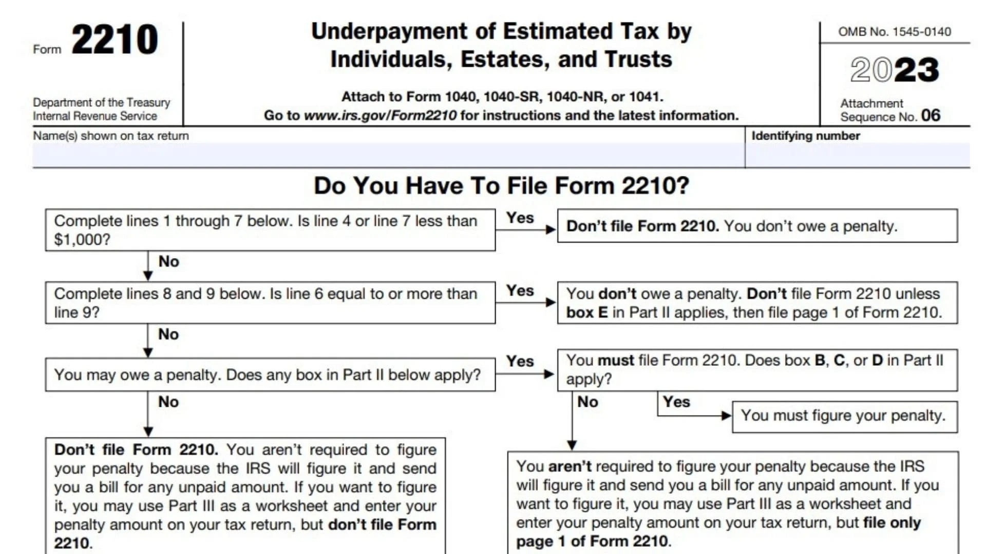 Form 2210 Instructions 2025 2026
