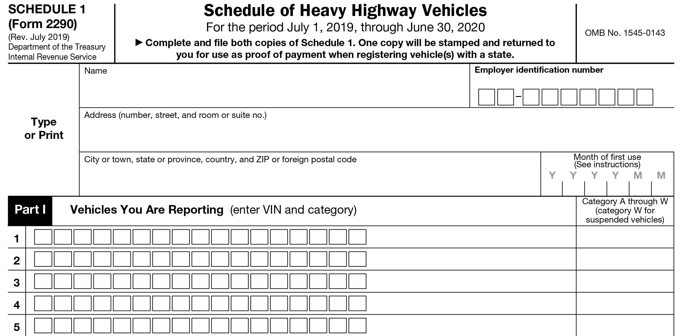 Irs Form 2290 Printable 2025 To 2026