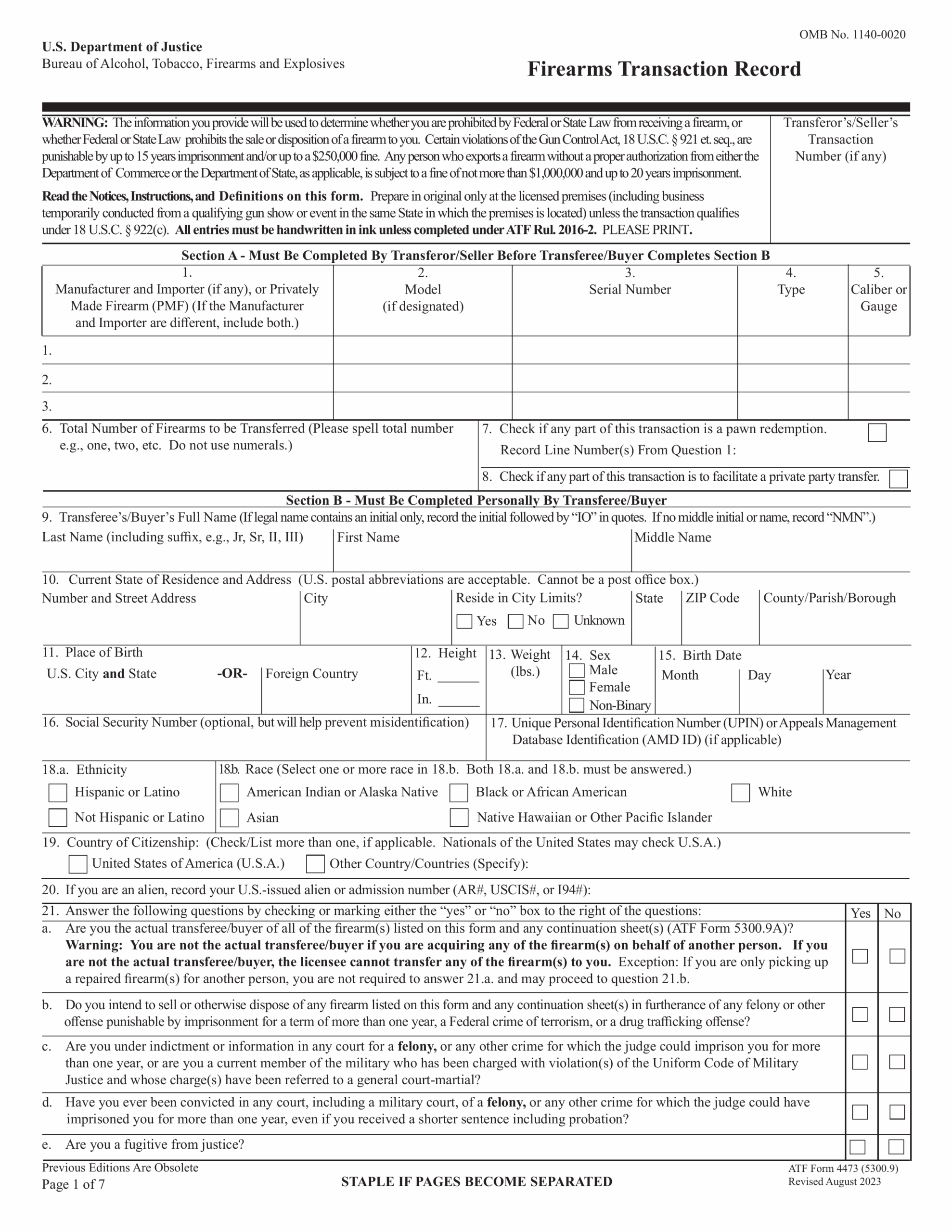 Form 4473 2024 2025 Fill Edit And Download PDF Guru
