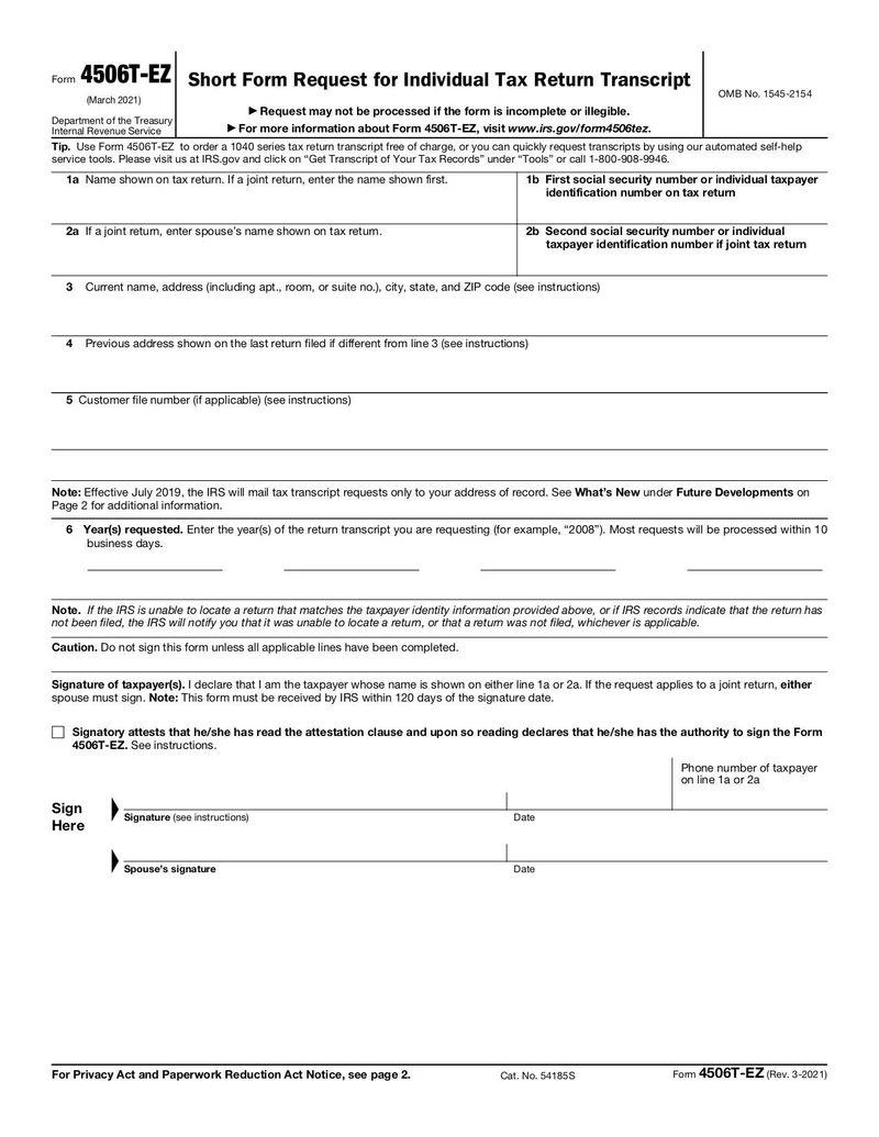 Form 4506T EZ Fill And Sign Online With Lumin