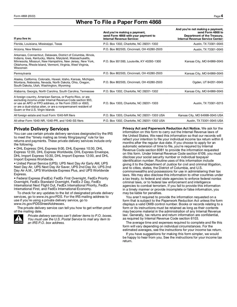 Printable Form 4868