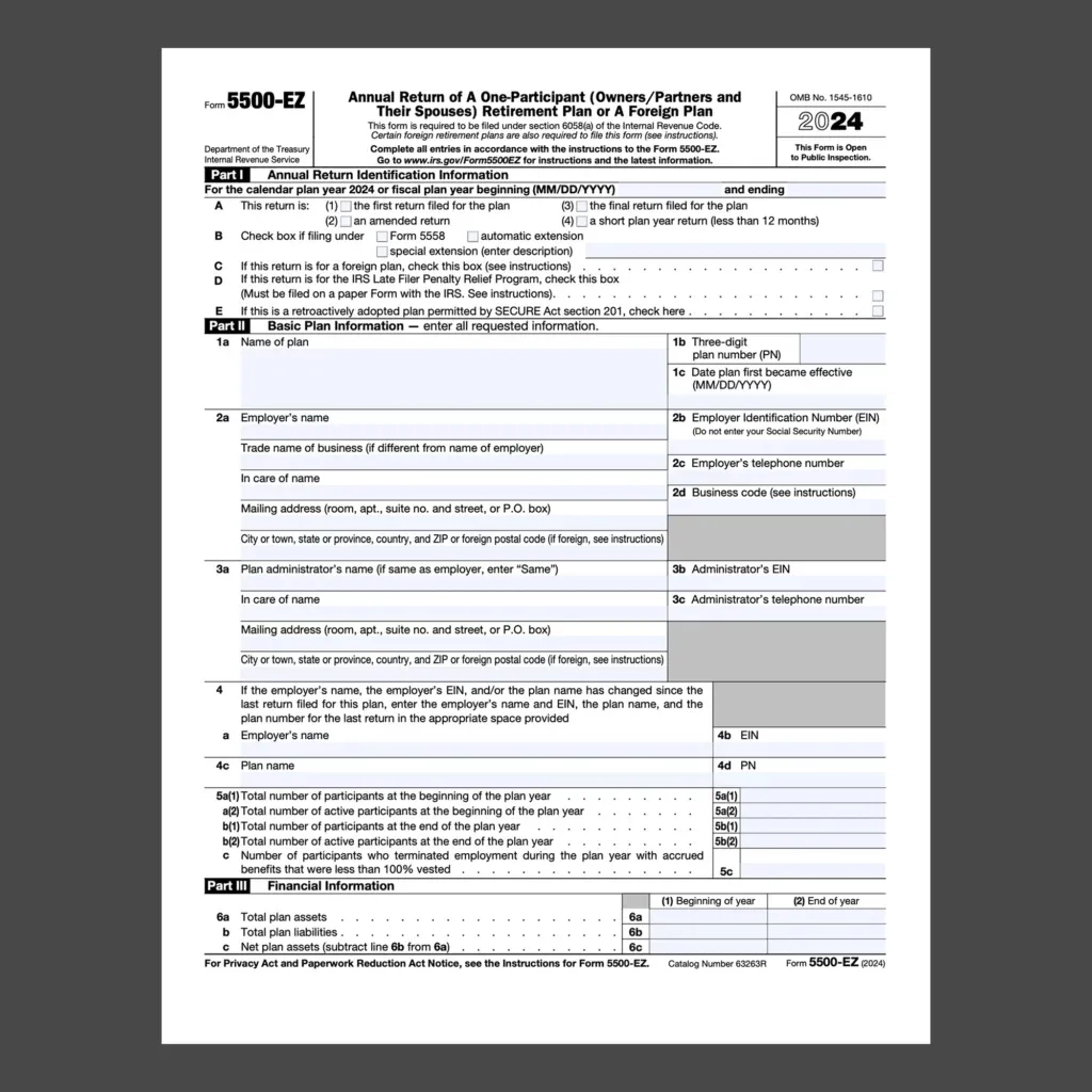 Irs Form 5500-Ez