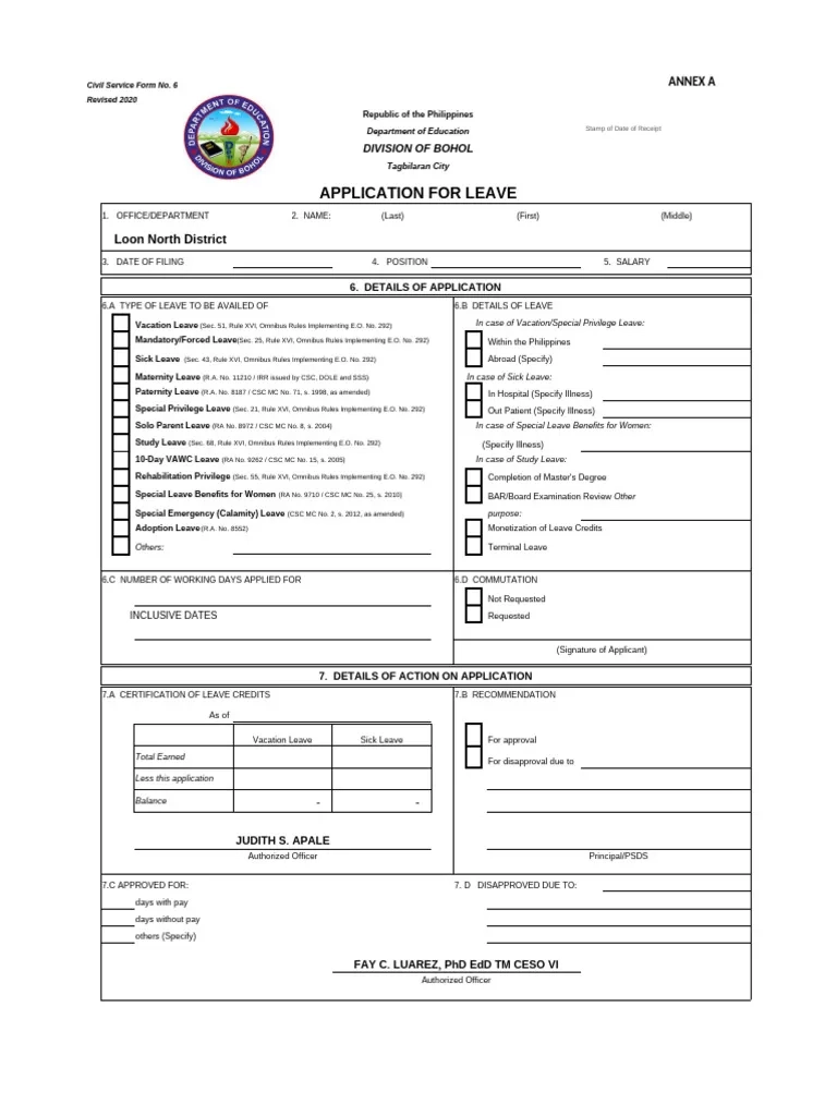 Editable Deped Form 6
