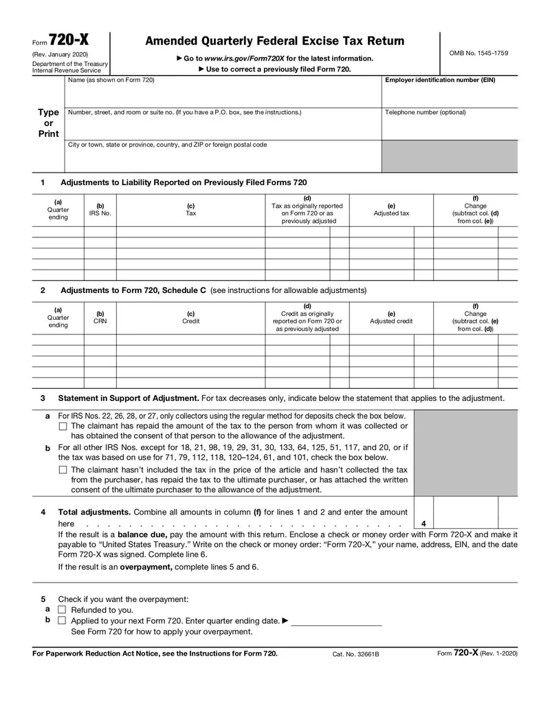 720 Tax Form Irs