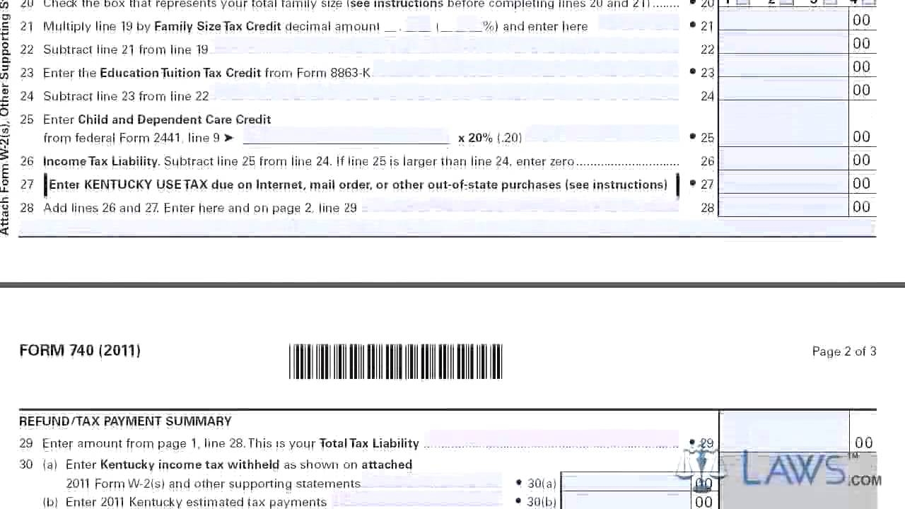 Form 740 Kentucky Individual Income Tax Return Resident