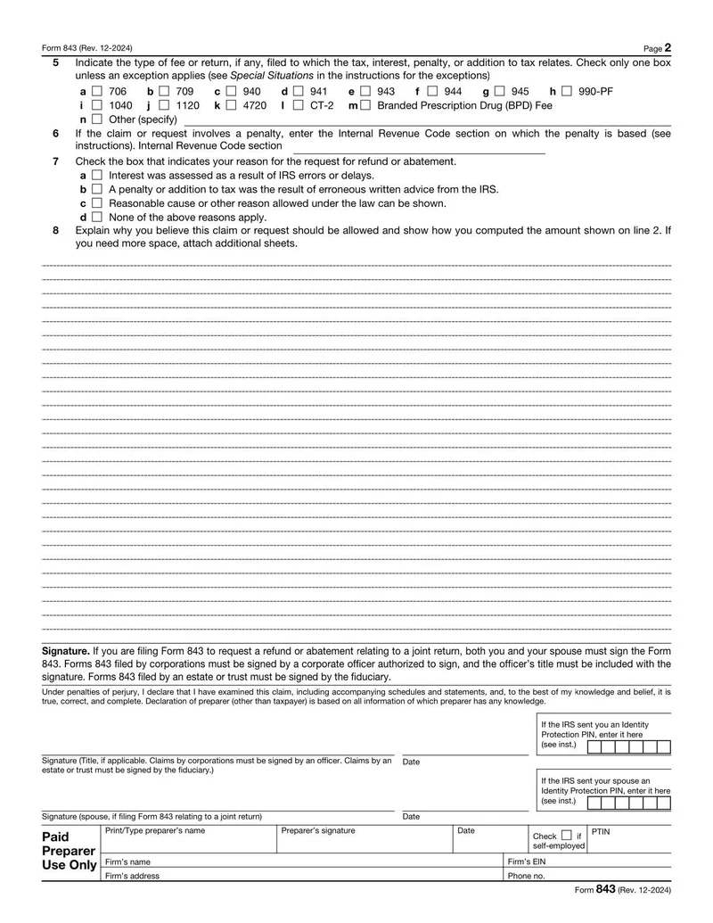 Irs Tax Form 843 Printable