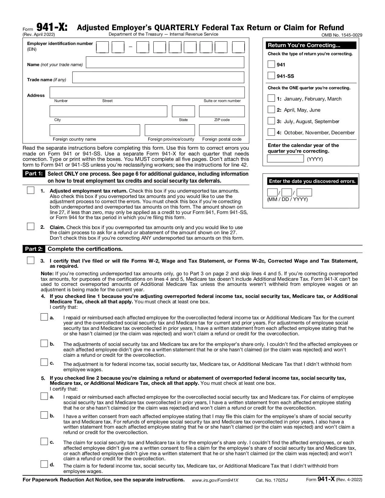 Form 941 X Fill And Sign Online With Lumin