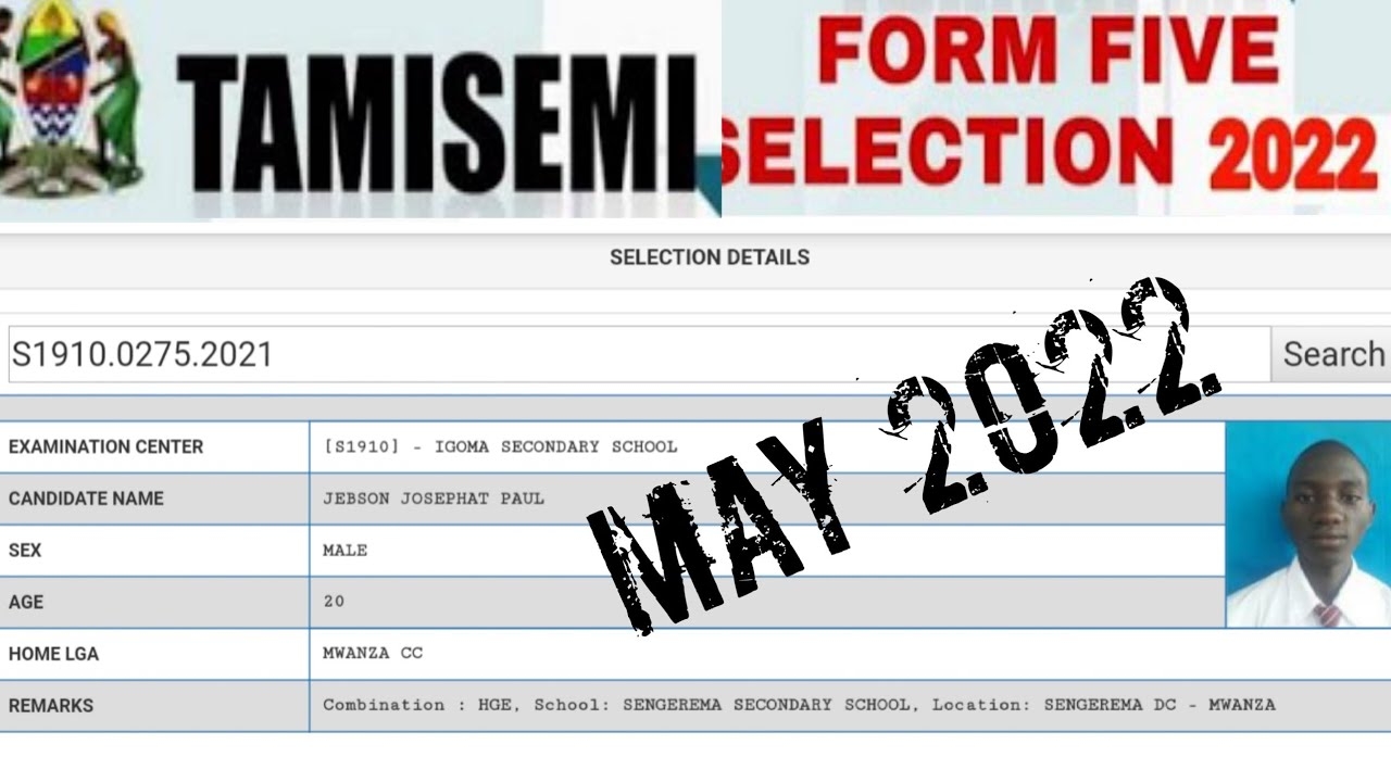 Form Five Selection 2022