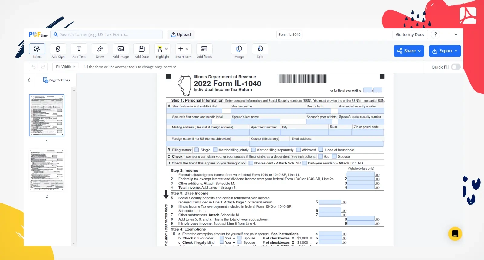 Il 1040 Form 2020 Printable