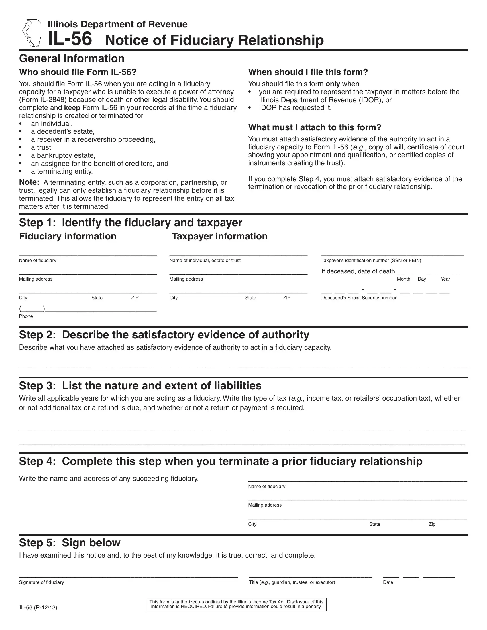 Form Il 56 Fill Out Printable PDF Forms Online