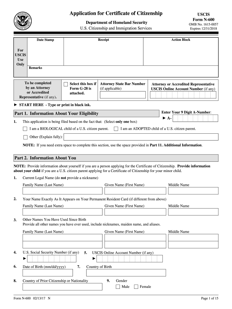 N-600 Application Form Pdf