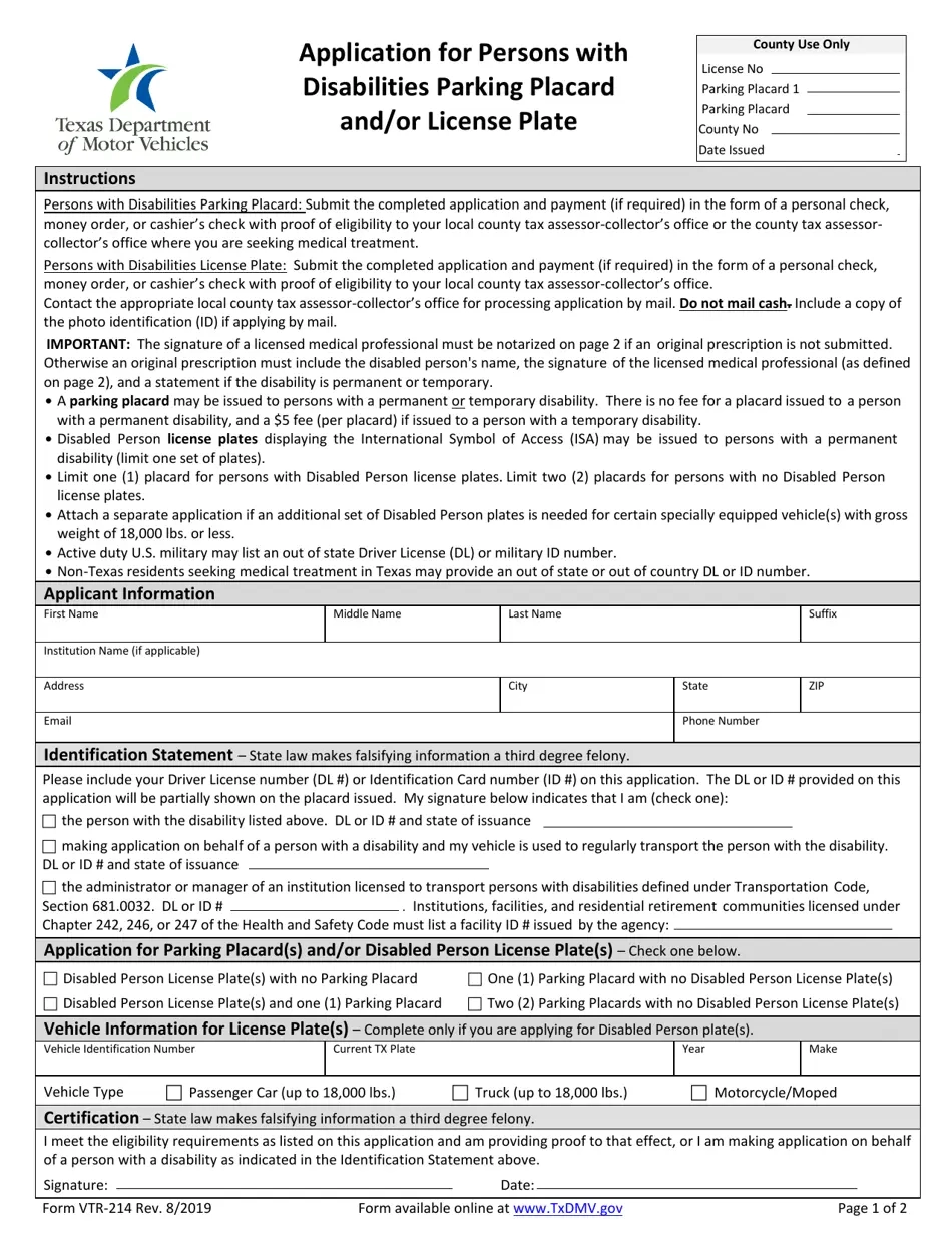 Form VTR 214 Fill Out Sign Online And Download Fillable PDF 