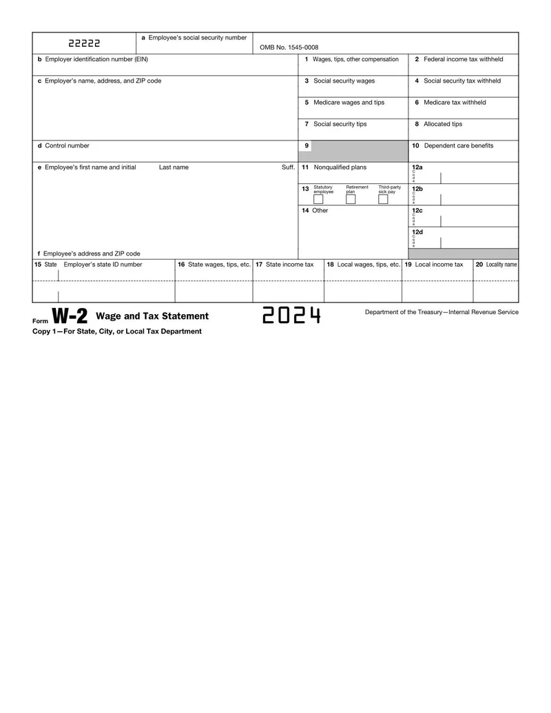 W2 Printable Form 2020 Download