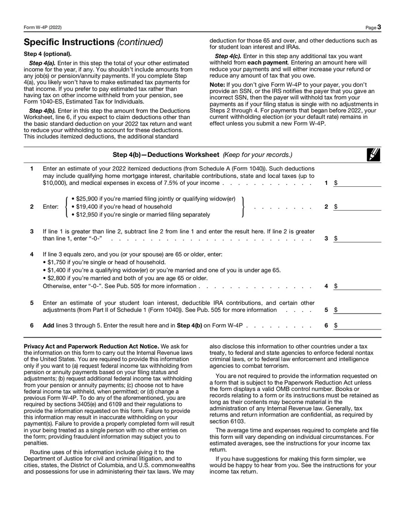 Printable Form W-4p
