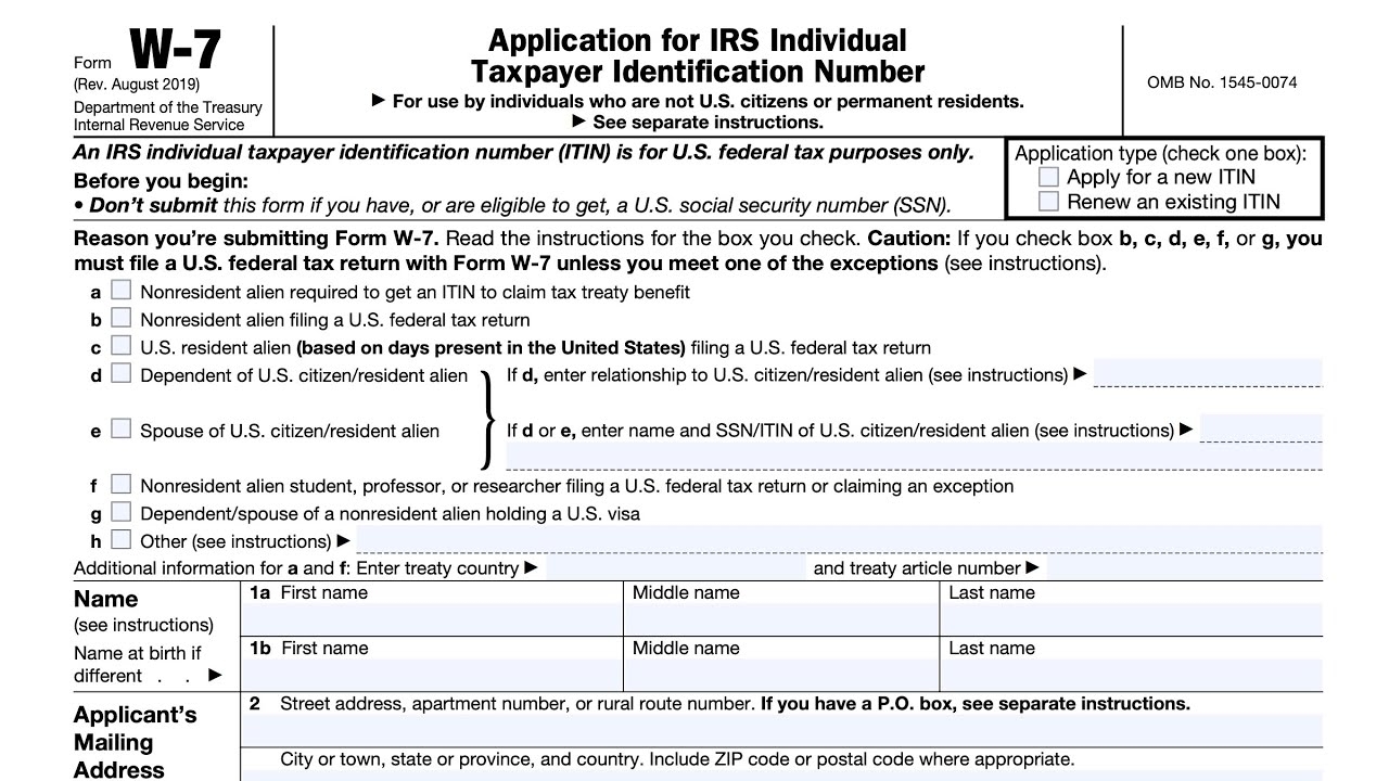 Itin Sample Filled W7 Form Pdf