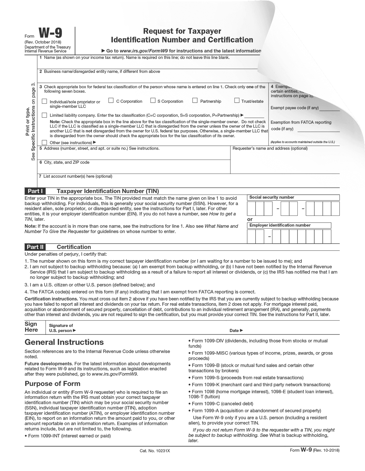 Form W 9 Generator Fillable PDF For TIN Submission